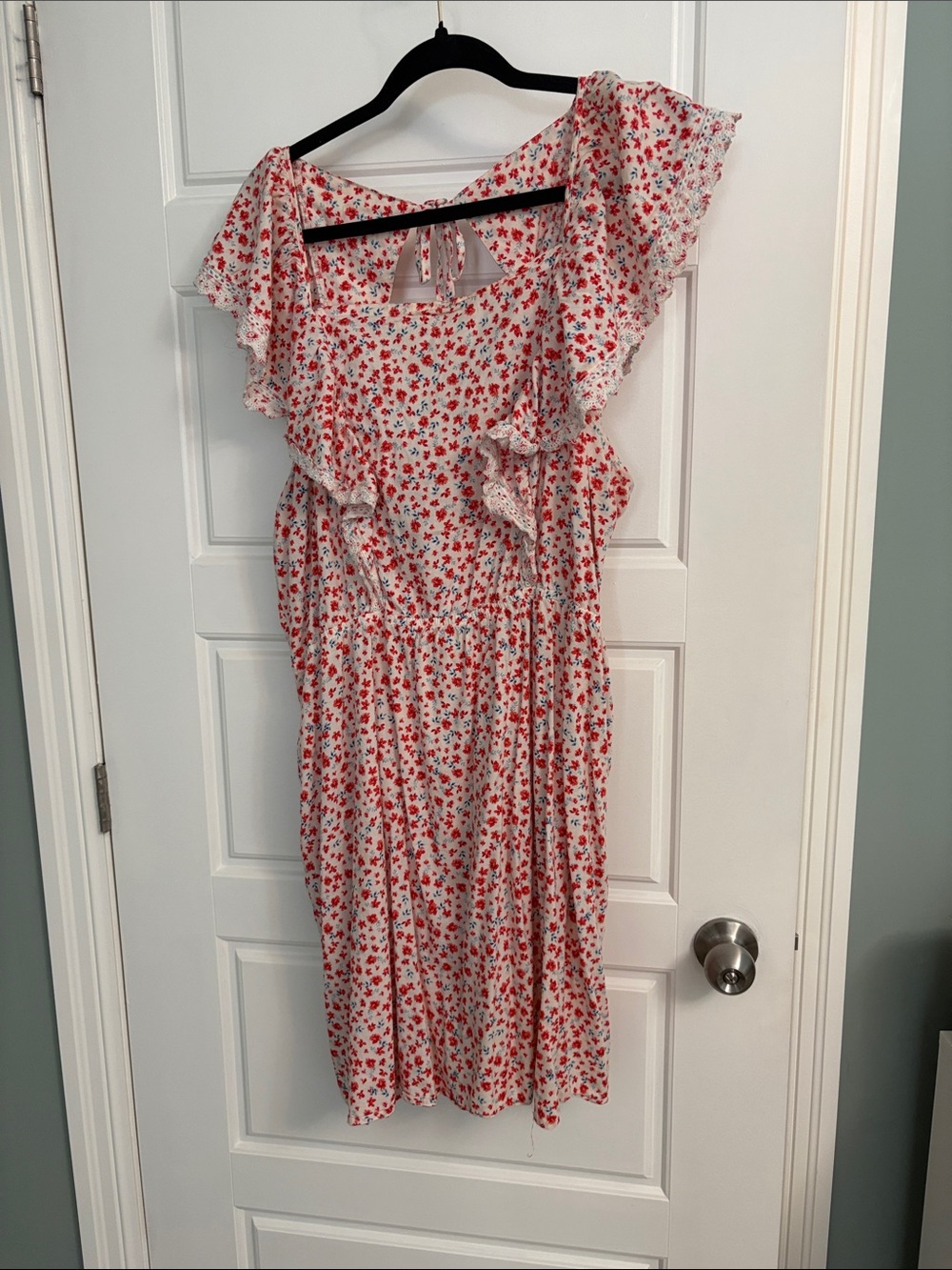 Old Navy White Dress with Red Floral Print
